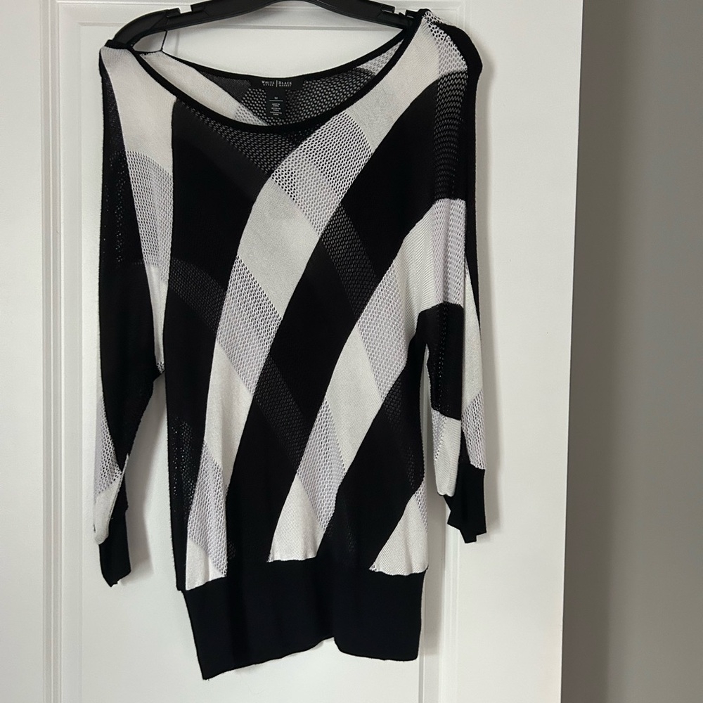 White House Black Market Monochrome Mesh Sweater